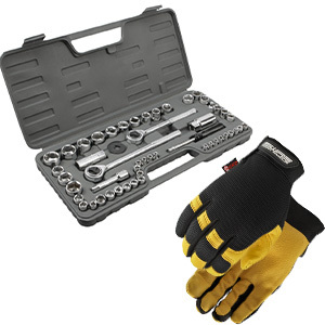52 pc. 1/4" 3/8" 1/2" Socket Set | WILW1172 & Flextime Gloves | 002005